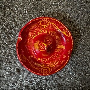Vintage Hand-Painted Acapulco Mexico Sombrero Ceramic Ashtray/Trinket Tray